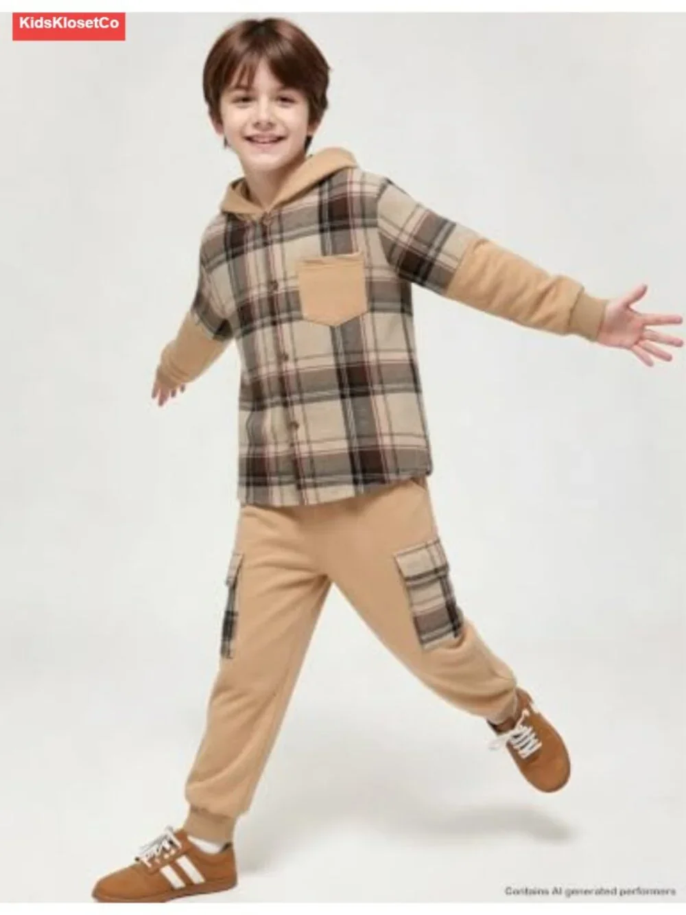 Boys Plaid Hoodie & Jogger Pants 2-Piece Set